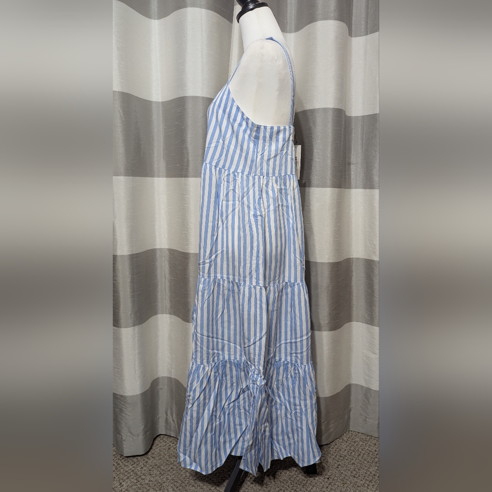 The Drop Britt Bluebell Stripe Tiered Maxi Dress w/ Adjustable Straps - Picture 6 of 11